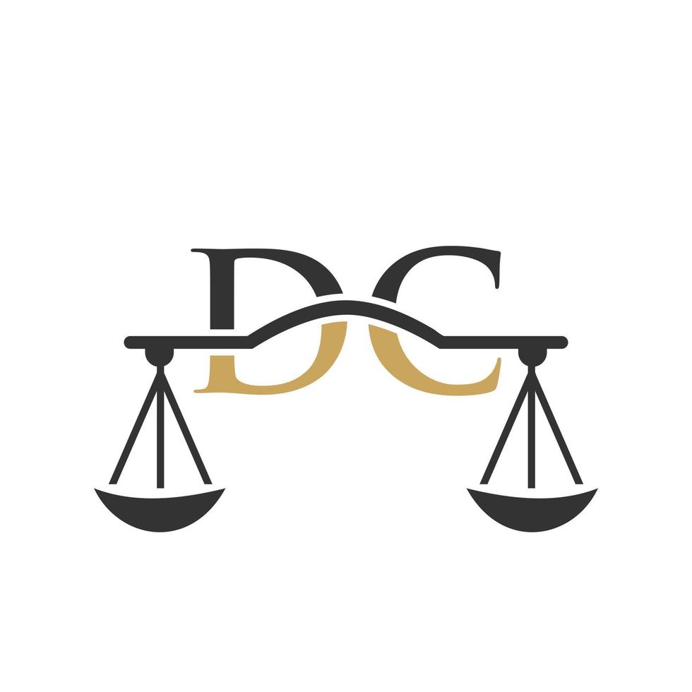 diseño de logotipo de bufete de abogados de carta dc para abogado, justicia, abogado de derecho, legal, servicio de abogado, bufete de abogados, escala, bufete de abogados, abogado de negocios corporativos vector