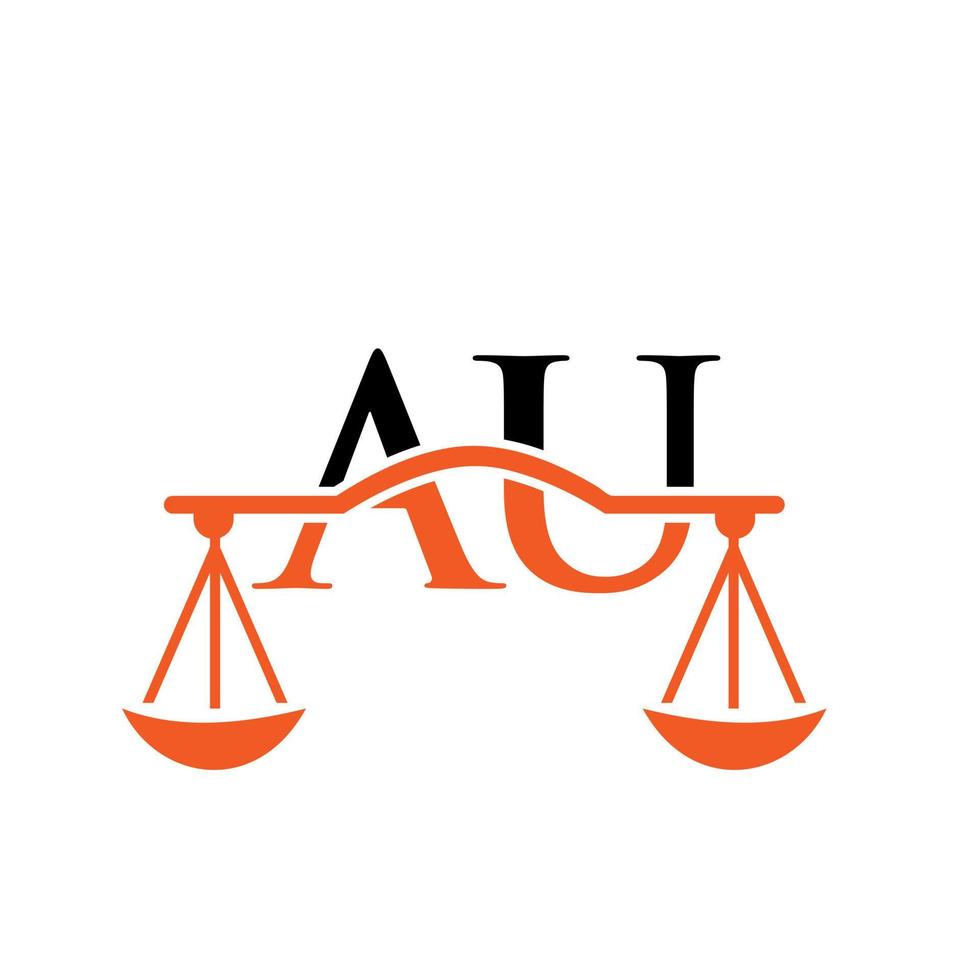 Letter AU Law Firm Logo Design For Lawyer, Justice, Law Attorney, Legal, Lawyer Service, Law Office, Scale, Law firm, Attorney Corporate Business vector
