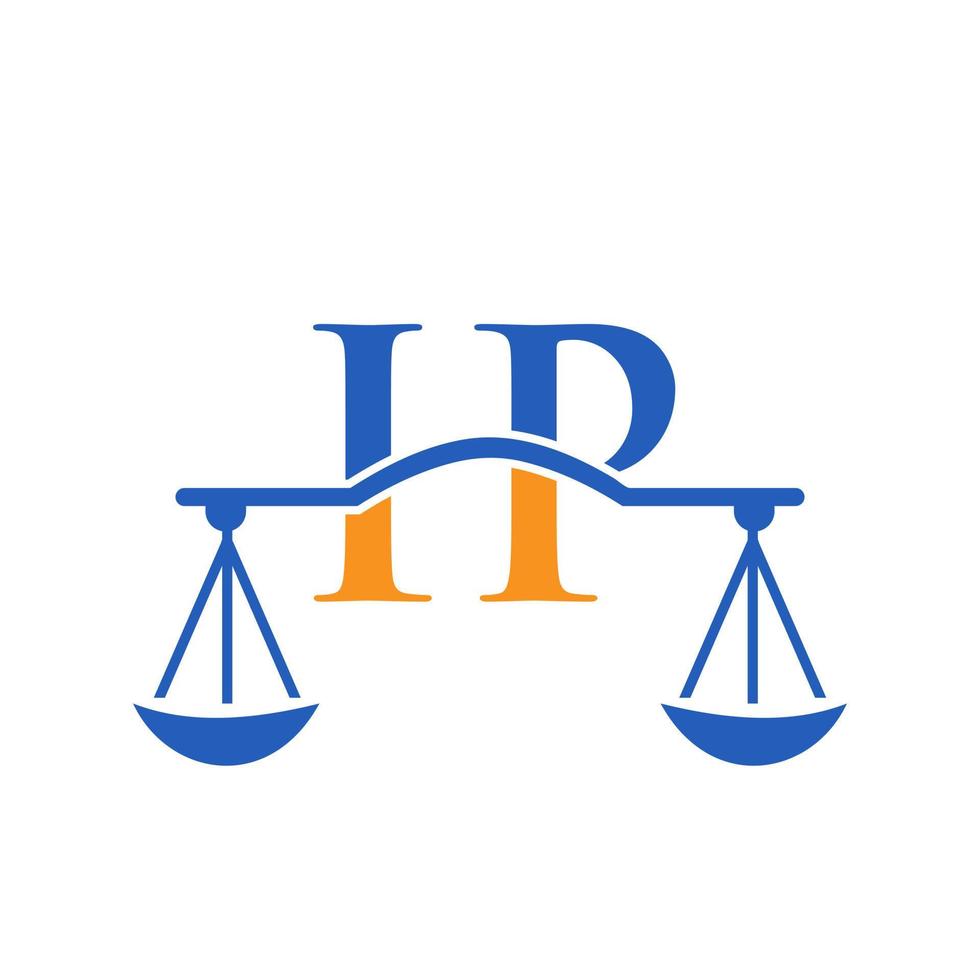 Letter IP Law Firm Logo Design For Lawyer, Justice, Law Attorney, Legal, Lawyer Service, Law Office, Scale, Law firm, Attorney Corporate Business vector