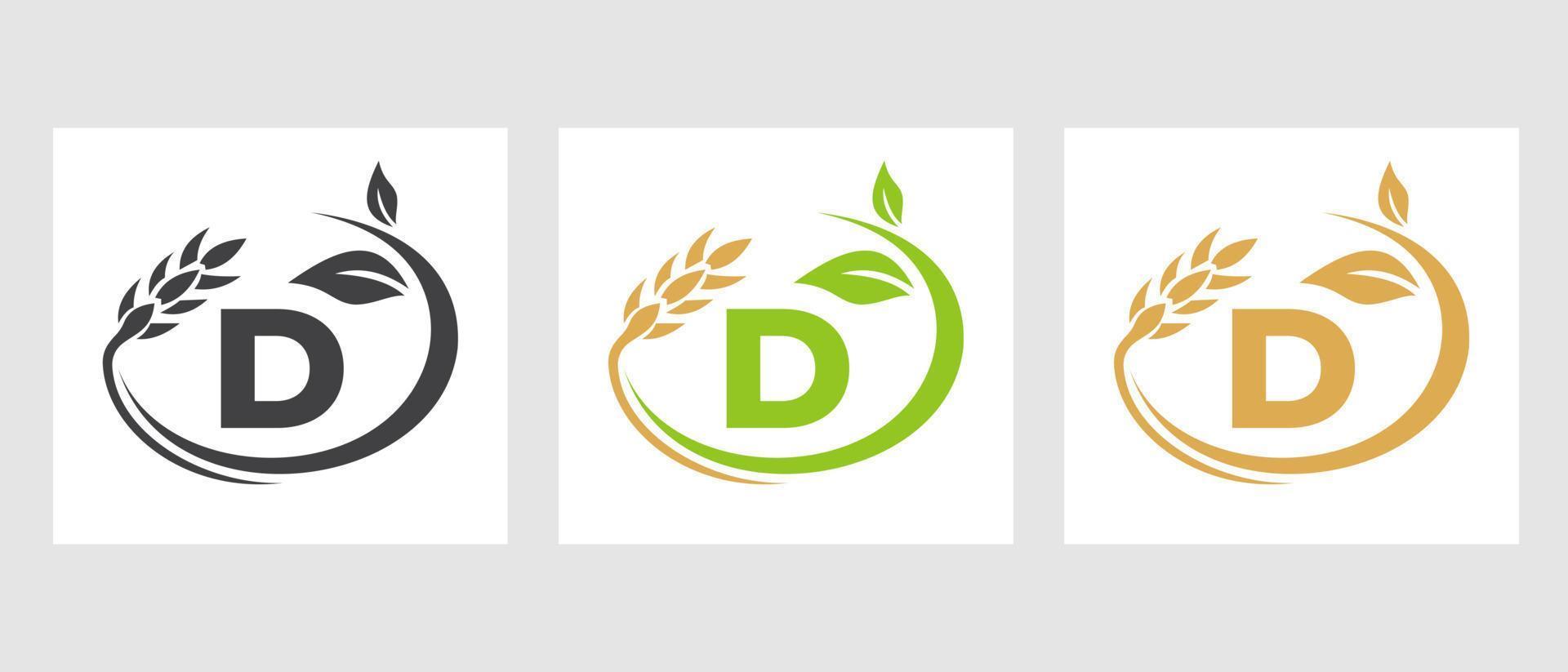 Letter D Agriculture Logo. Agribusiness, Eco-farm Design Template vector