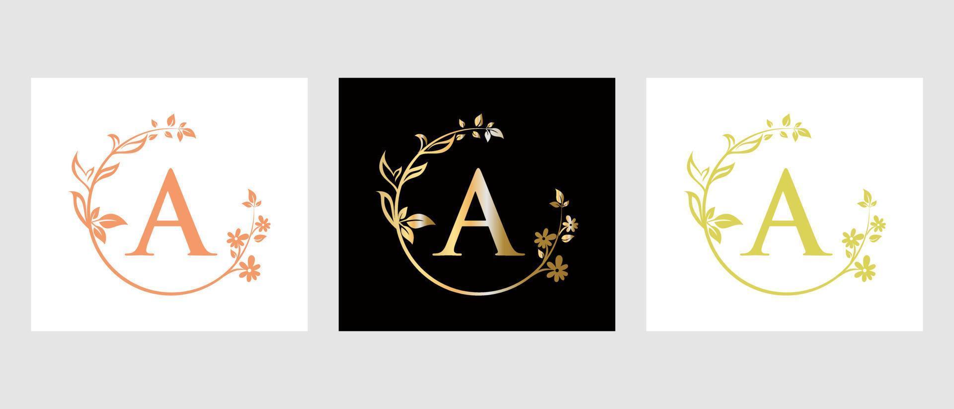 Letter A Beauty Logo for Decorative, Flower, Spa Template vector