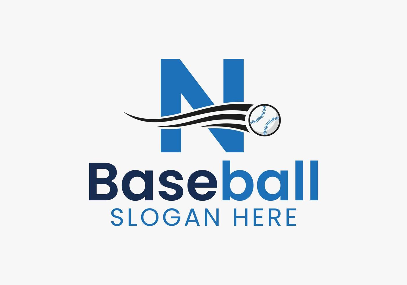 Letter N Baseball Logo Concept With Moving Baseball Icon Template vector