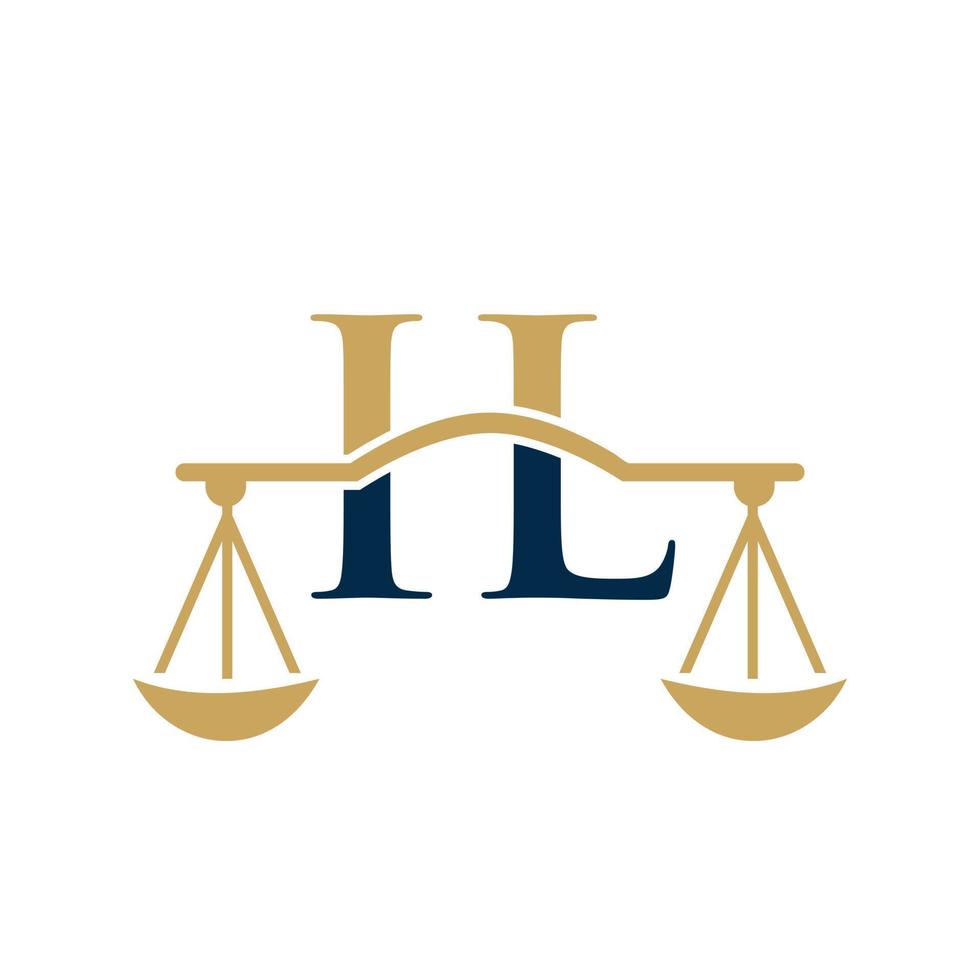 Letter IL Law Firm Logo Design For Lawyer, Justice, Law Attorney, Legal, Lawyer Service, Law Office, Scale, Law firm, Attorney Corporate Business vector