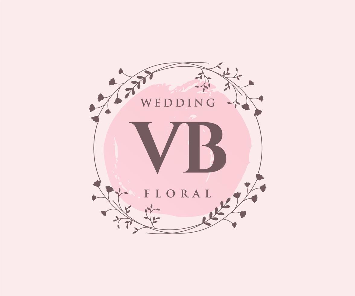 VB Initials letter Wedding monogram logos template, hand drawn modern minimalistic and floral templates for Invitation cards, Save the Date, elegant identity. vector