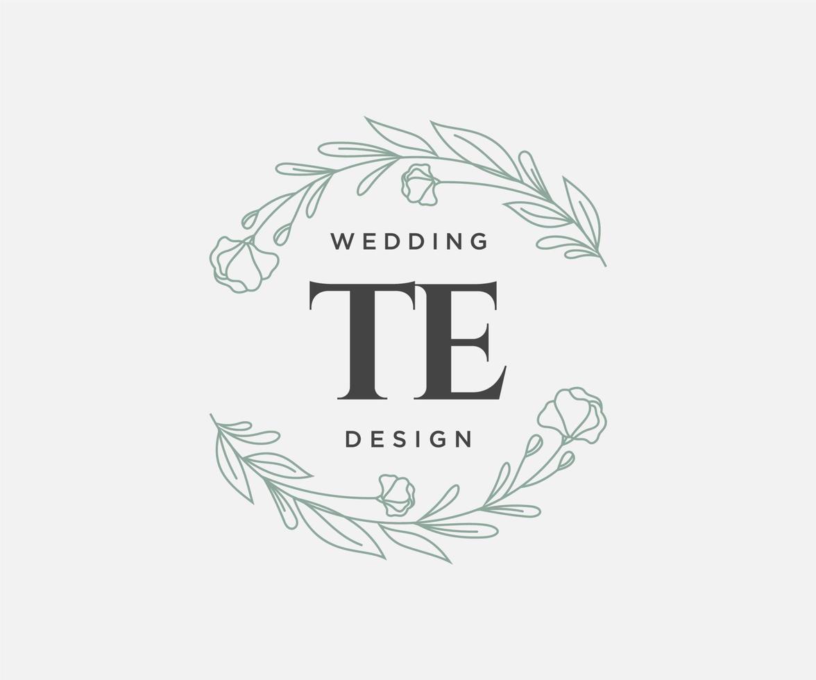 colección de logotipos de monograma de boda con letras iniciales, plantillas florales y minimalistas modernas dibujadas a mano para tarjetas de invitación, guardar la fecha, identidad elegante para restaurante, boutique, café en vector