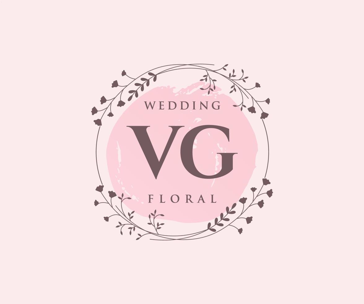 VG Initials letter Wedding monogram logos template, hand drawn modern minimalistic and floral templates for Invitation cards, Save the Date, elegant identity. vector