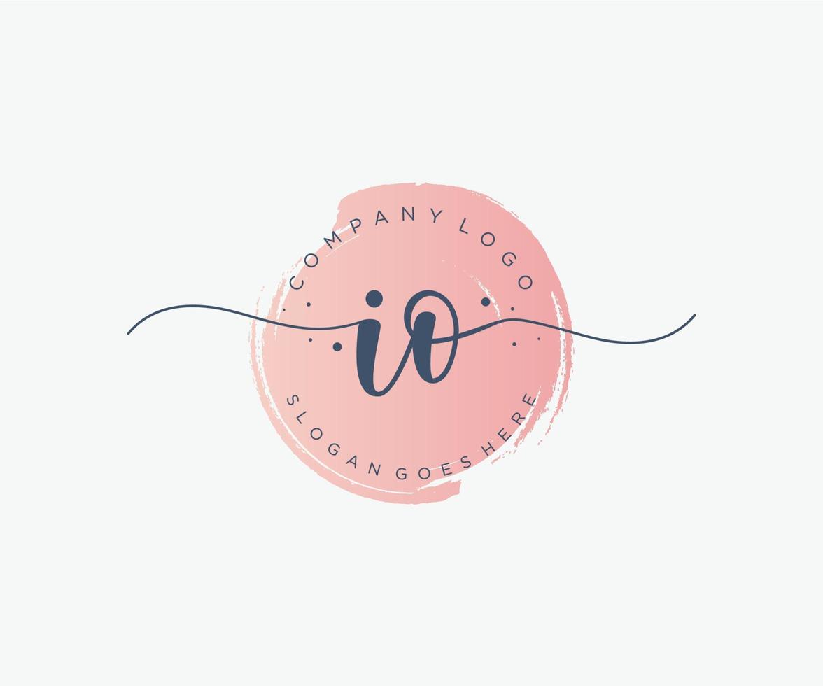 Initial IO feminine logo. Usable for Nature, Salon, Spa, Cosmetic and Beauty Logos. Flat Vector Logo Design Template Element.