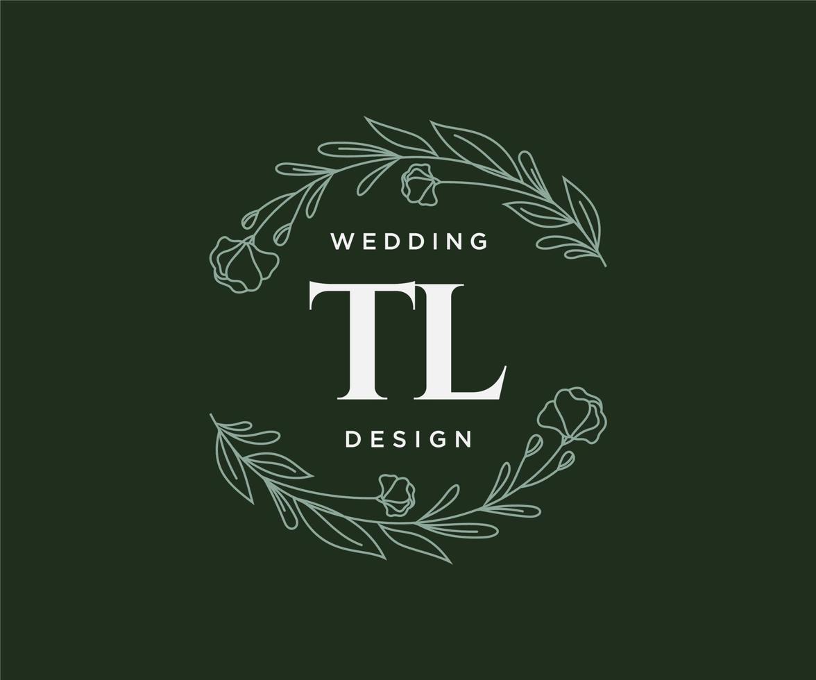 TL Initials letter Wedding monogram logos collection, hand drawn modern minimalistic and floral templates for Invitation cards, Save the Date, elegant identity for restaurant, boutique, cafe in vector