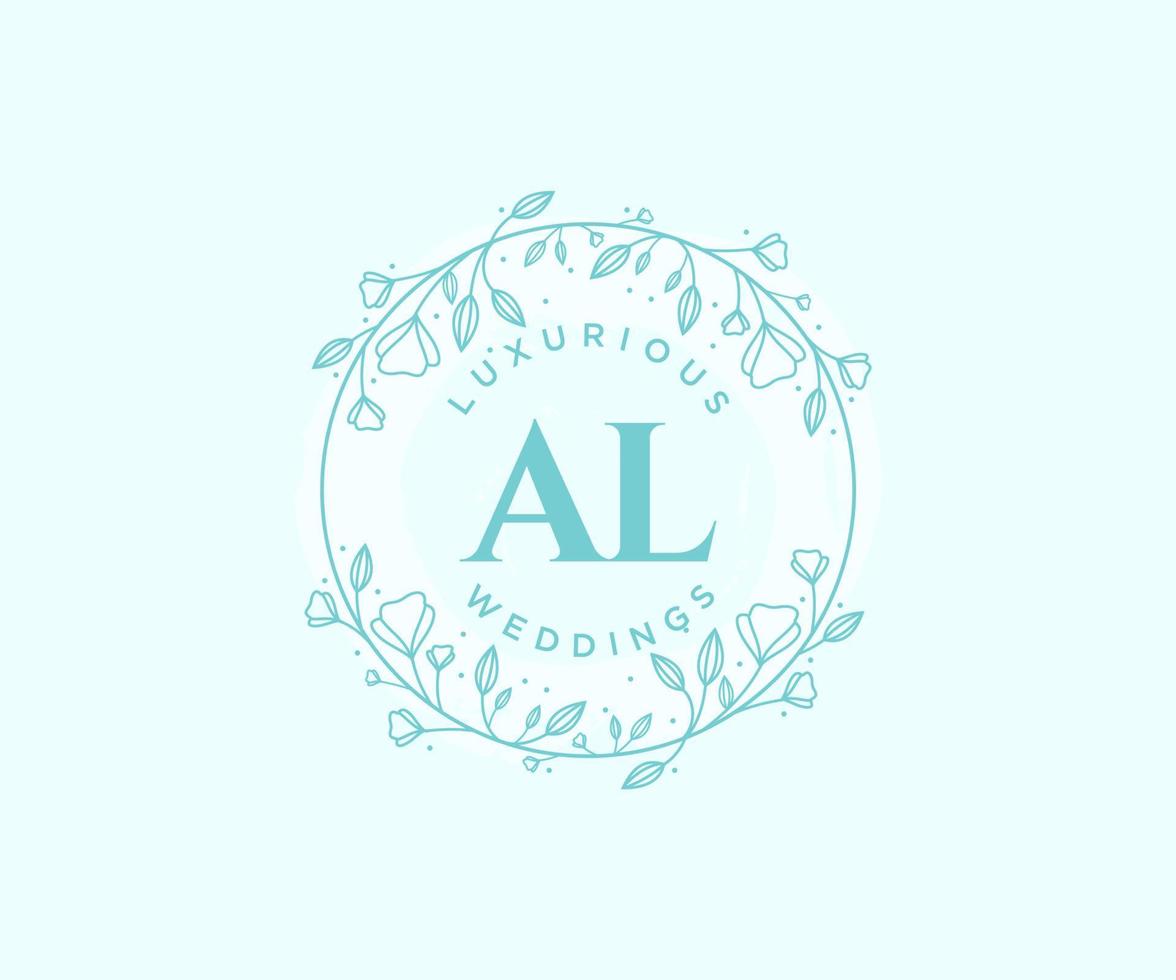 AL Initials letter Wedding monogram logos template, hand drawn modern minimalistic and floral templates for Invitation cards, Save the Date, elegant identity. vector