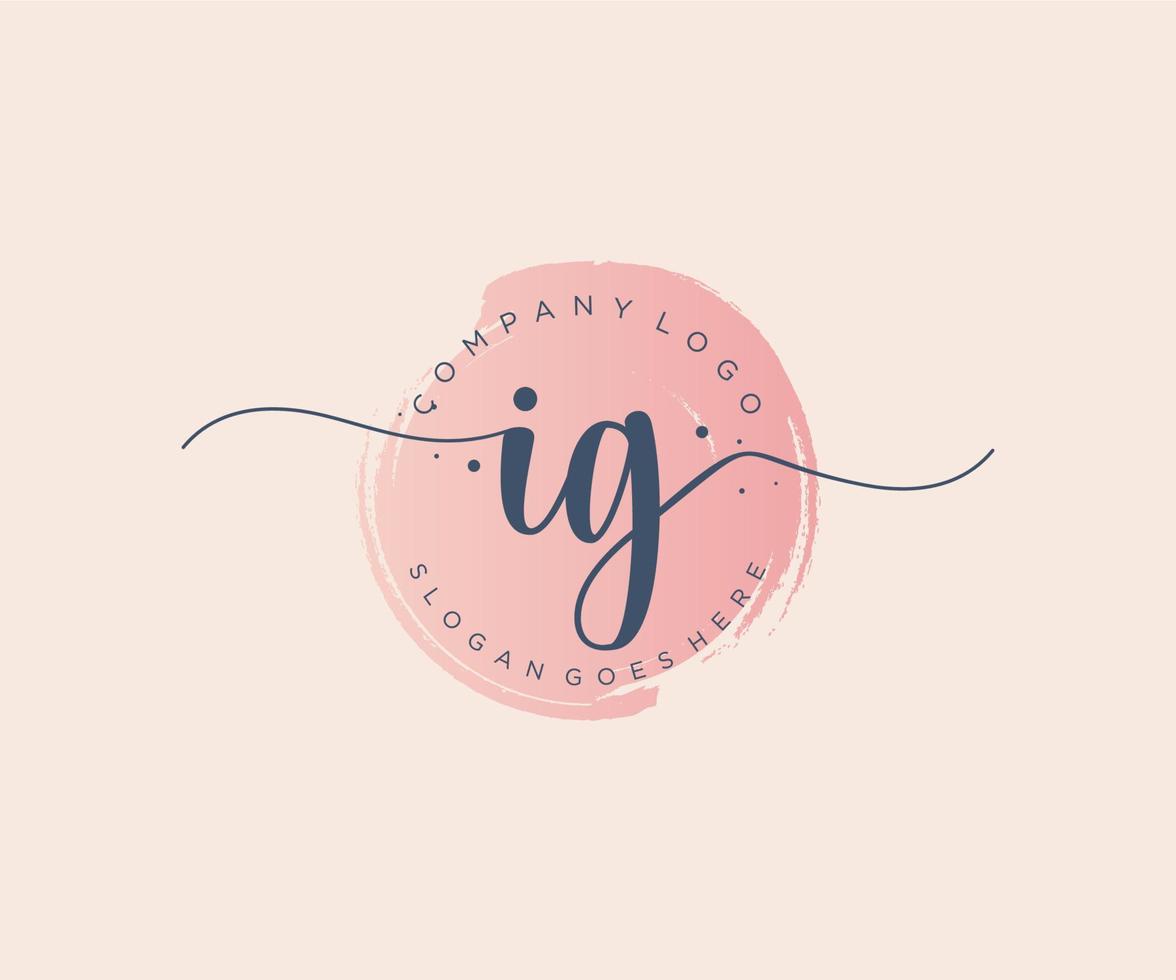 Initial IG feminine logo. Usable for Nature, Salon, Spa, Cosmetic and Beauty Logos. Flat Vector Logo Design Template Element.