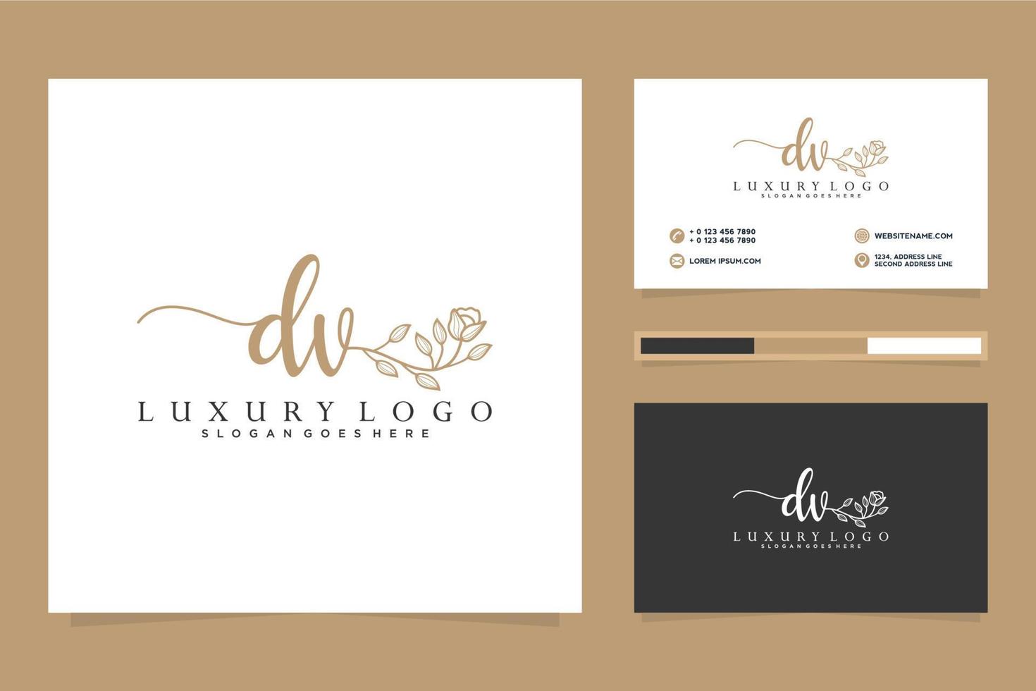 Initial DV Feminine logo collections and business card templat Premium Vector