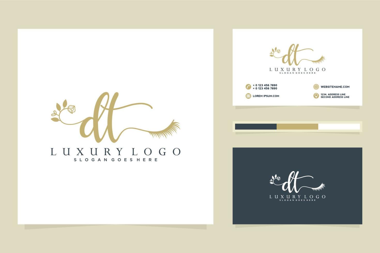 Initial DT Feminine logo collections and business card templat Premium Vector