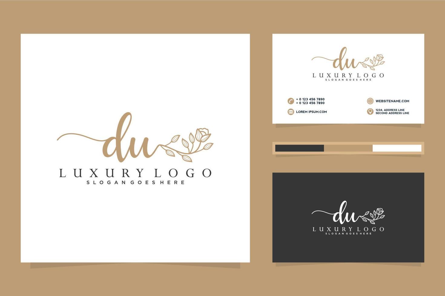 Initial DU Feminine logo collections and business card templat Premium Vector