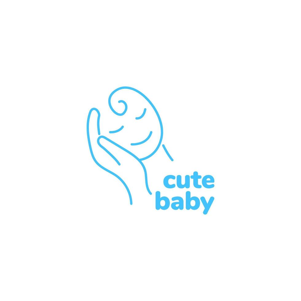 mother touch hand heart baby parenting minimal logo design vector icon illustration template