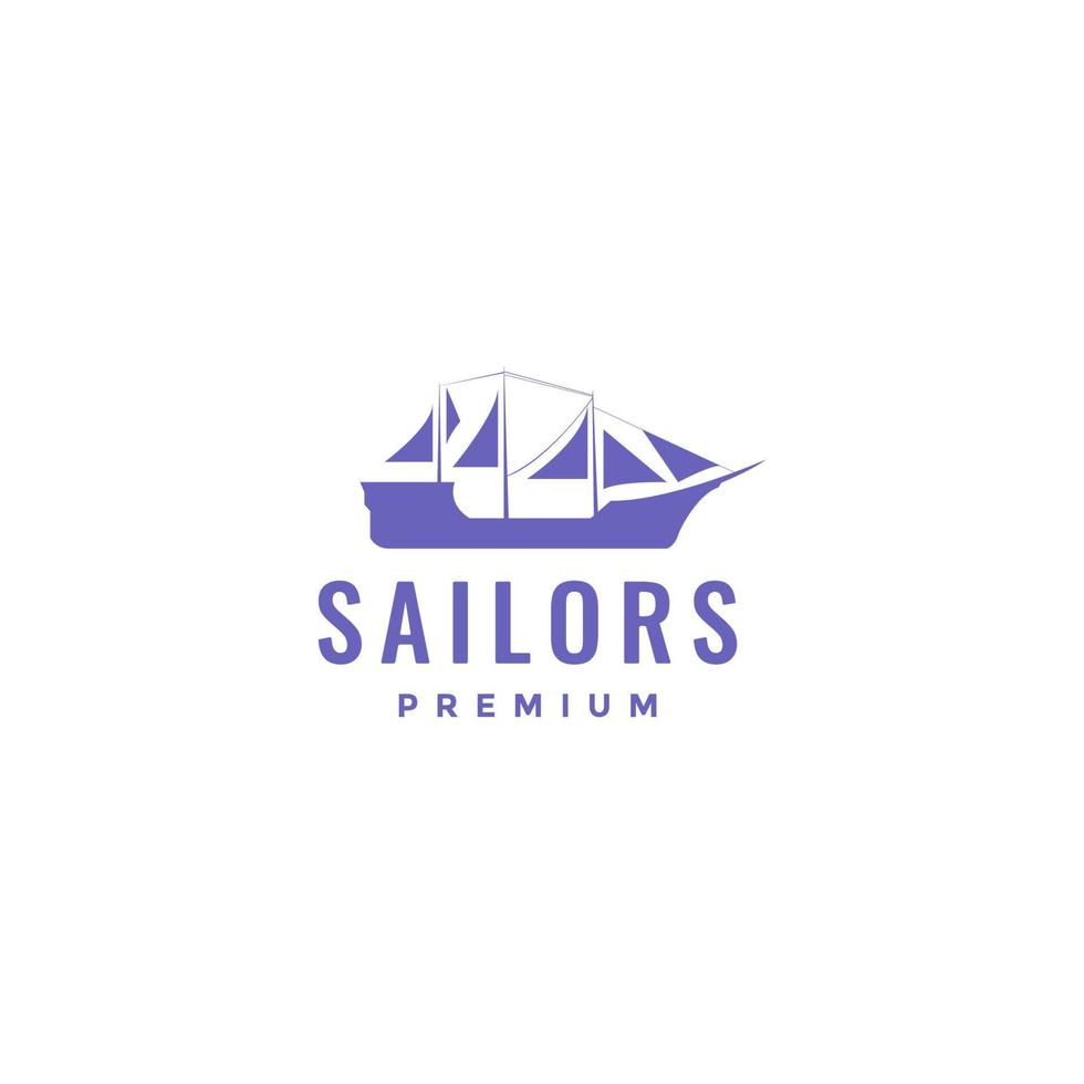 galley boat wood sailing traditional sailors line logo design vector icon illustration template