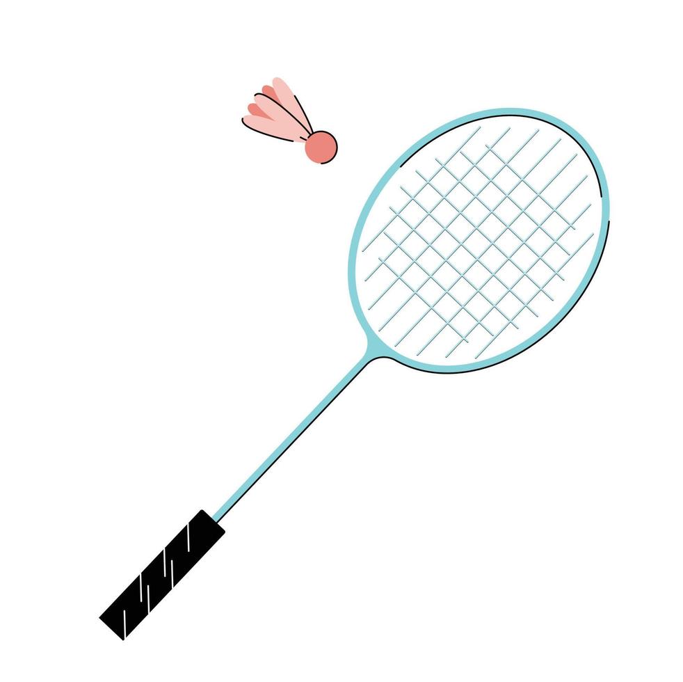 badminton racket with shuttlecock isolated vector illustration