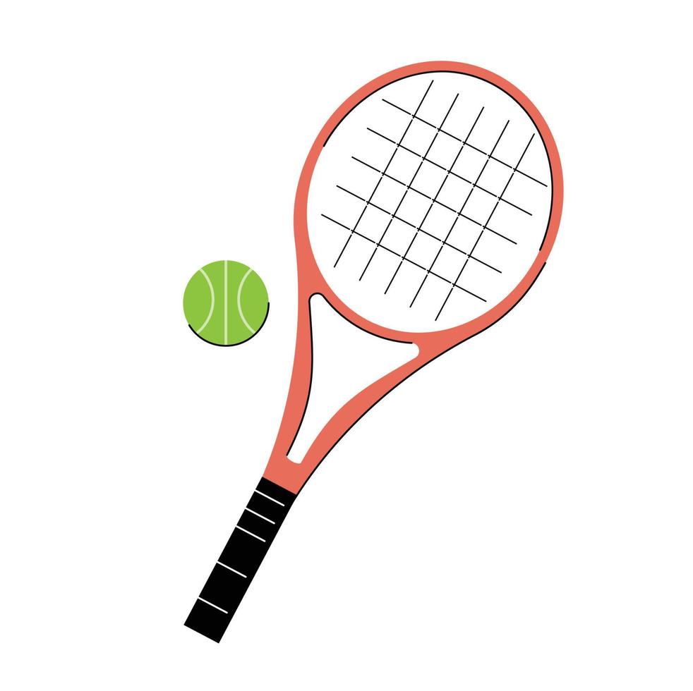 Tennis rackets and ball isolated vector illustration