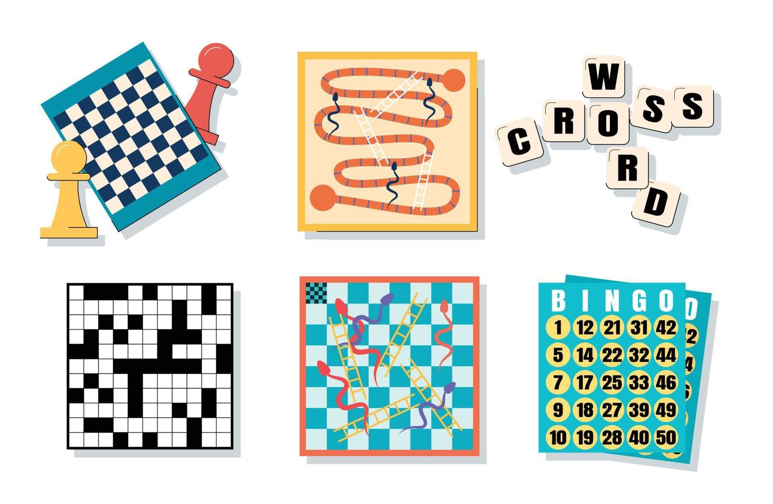 set of board game isolated vector illustration