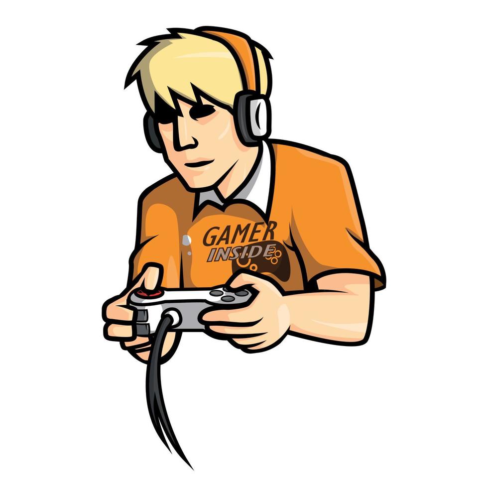 Gamers Man Vector Illustration