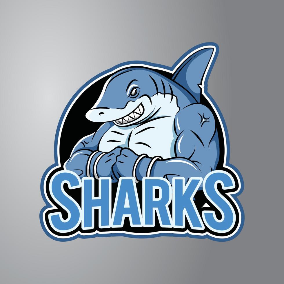 Shark Illustration Design Badge vector