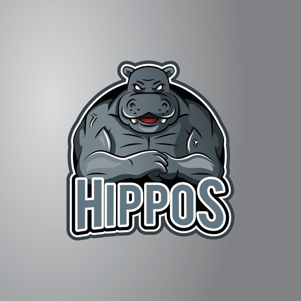 Hippo Illustration Design Badge vector
