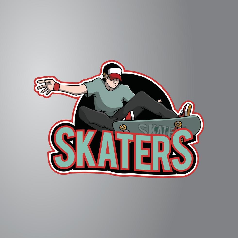 Skater Illustration Design Badge vector