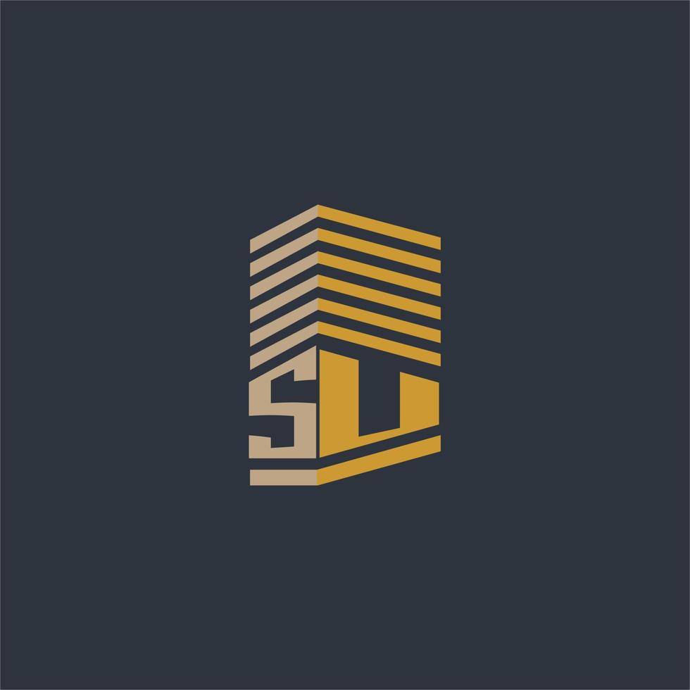 SU initial monogram real estate logo ideas vector