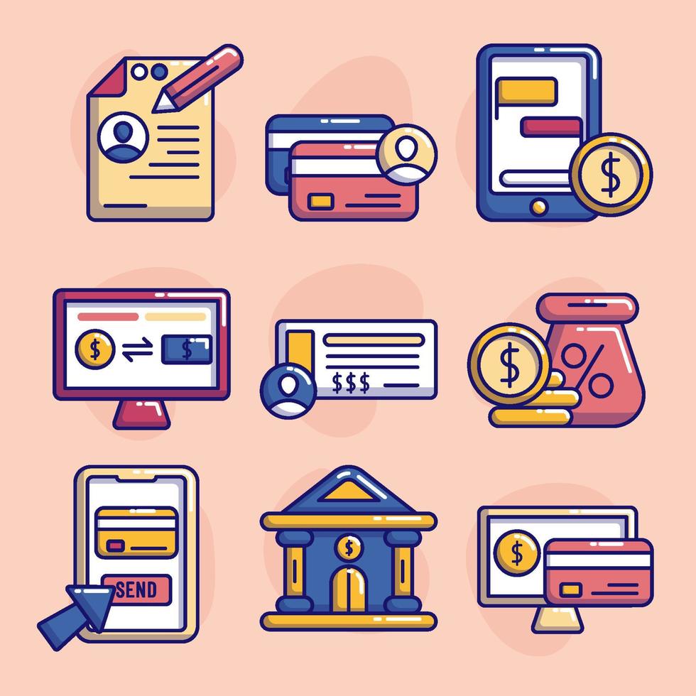 Banking Application Icon Set Collection vector