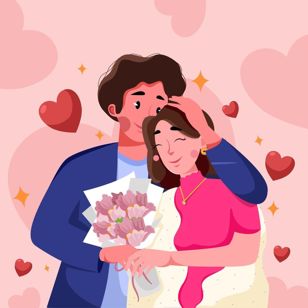 Cute Couple Celebrating Valentine's Day vector