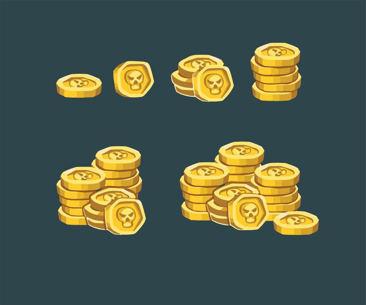 Gold Money coins, piece and lot vector