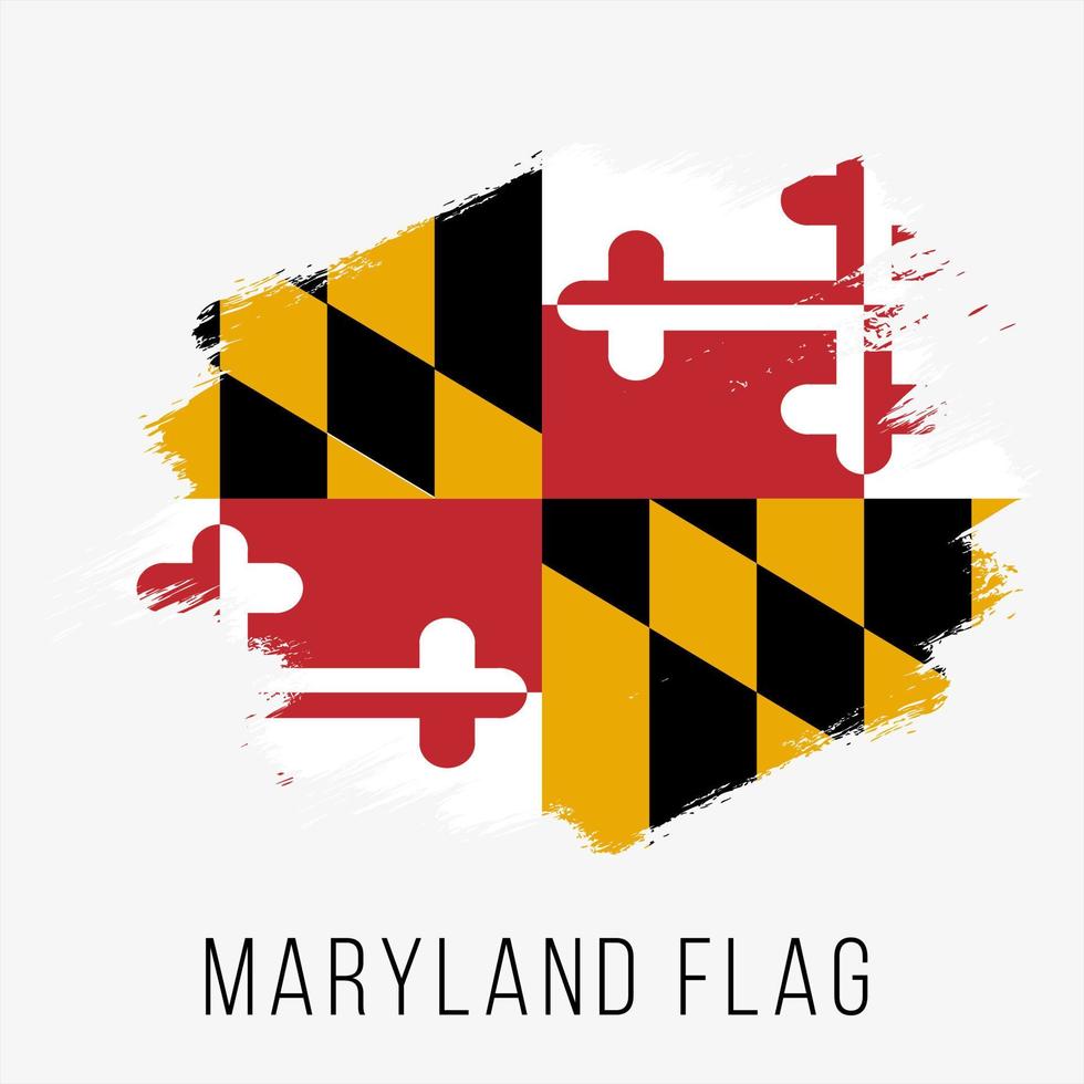 USA State Maryland Grunge Vector Flag Design Template