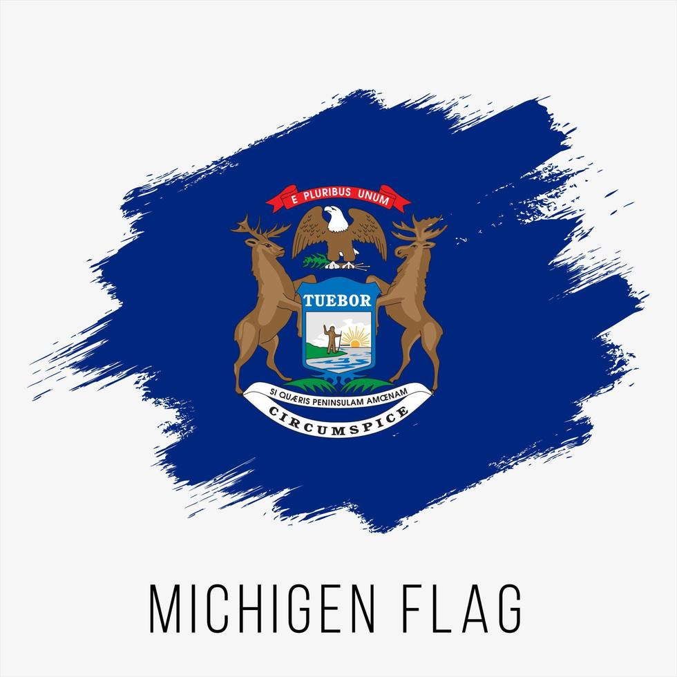 USA State Michigan Grunge Vector Flag Design Template