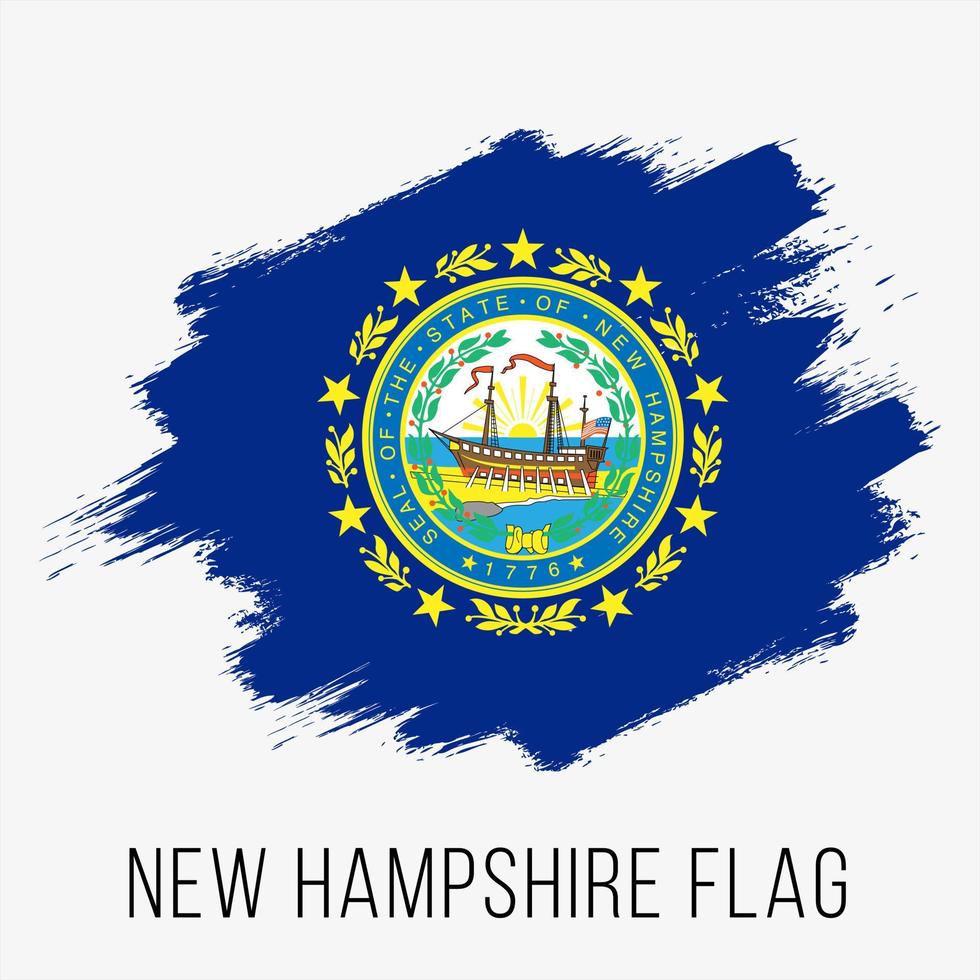 plantilla de diseño de bandera de vector de grunge de new hampshire de estado de estados unidos