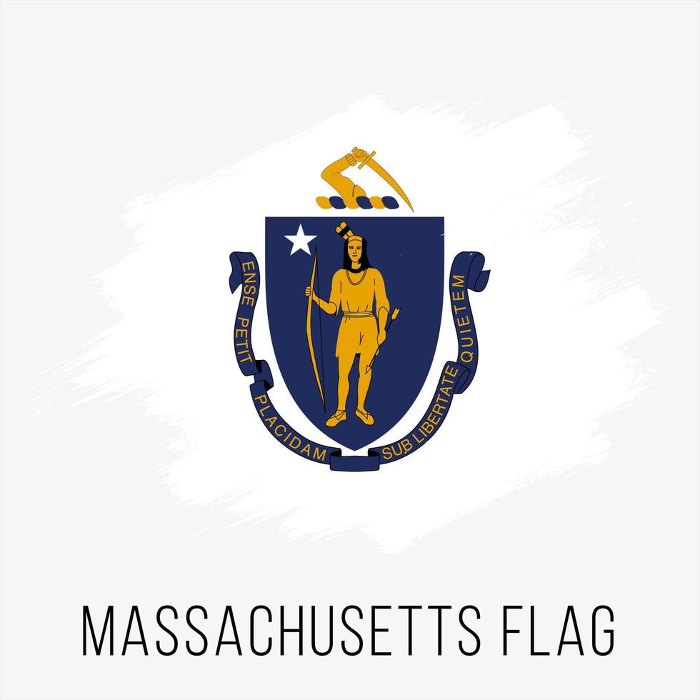 plantilla de diseño de bandera de vector de grunge de massachusetts de estado de estados unidos