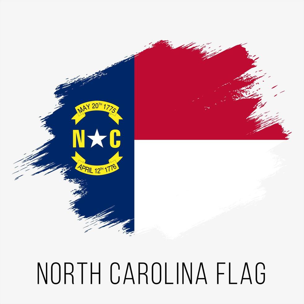 plantilla de diseño de bandera de vector de grunge de carolina del norte del estado de estados unidos