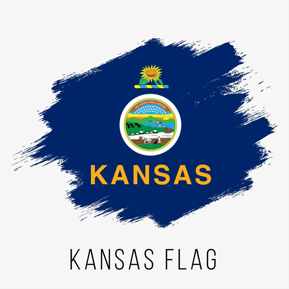 USA State Kansas Grunge Vector Flag Design Template