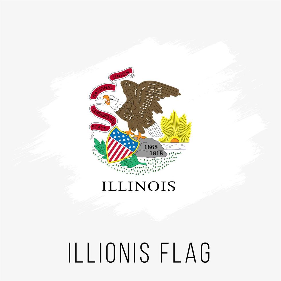 USA State Illinois Grunge Vector Flag Design Template