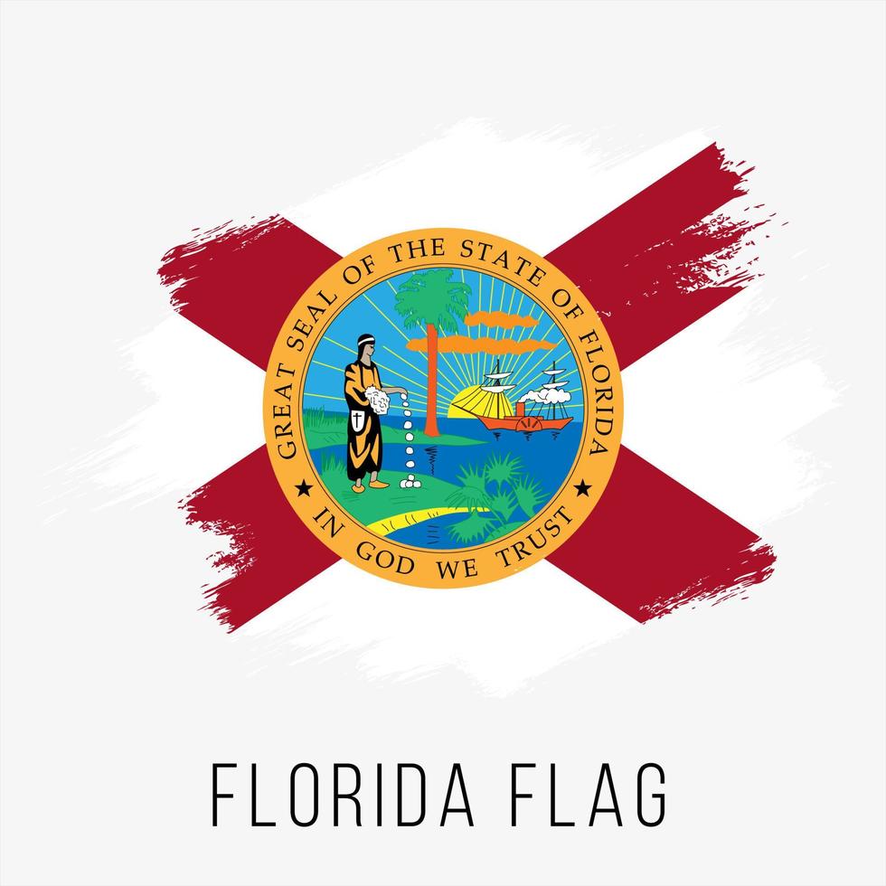 plantilla de diseño de bandera de vector de grunge de estado de estados unidos florida