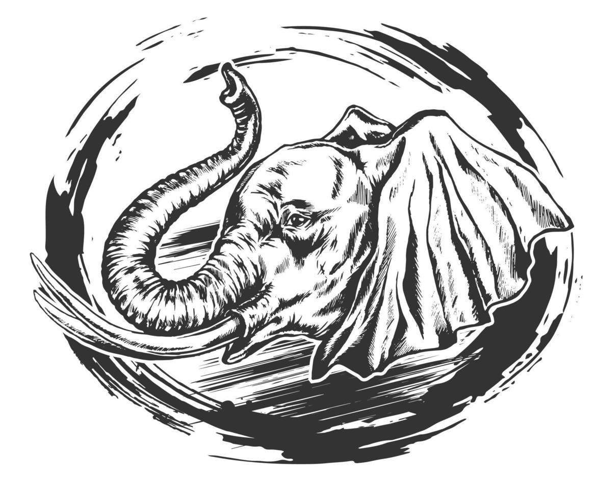 esbozar cabeza de elefante. vector