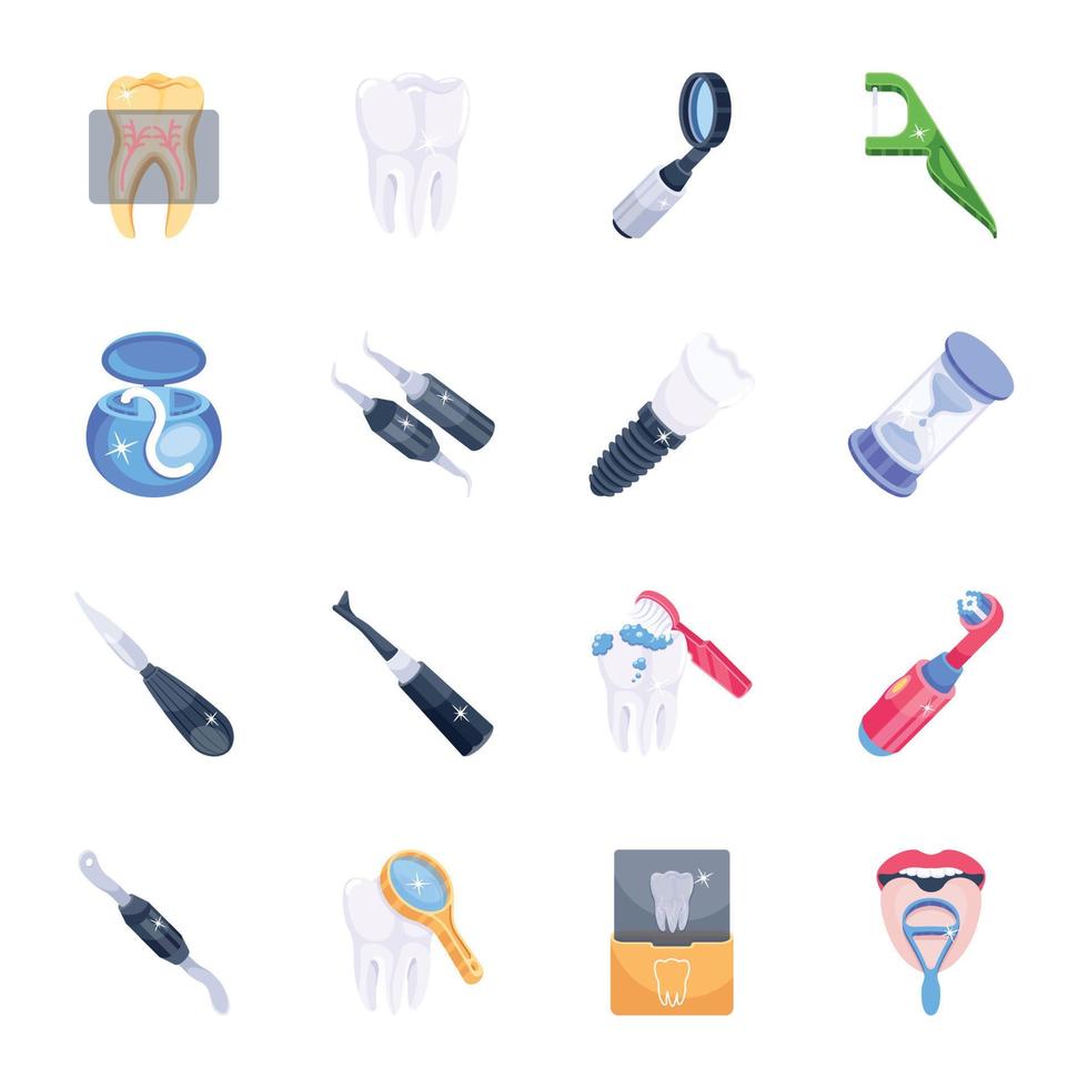 Pack of Dental 2D Icons vector
