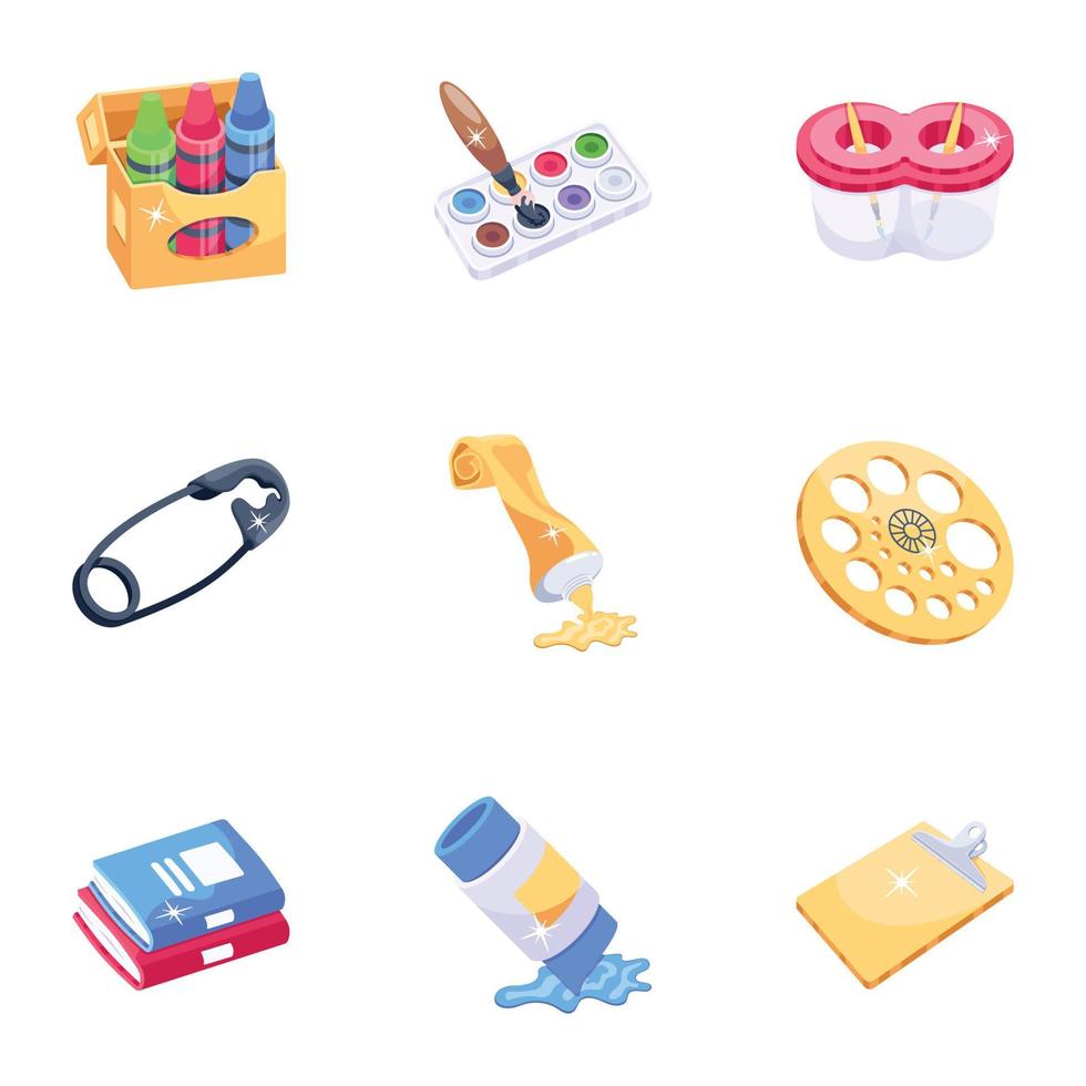 Set of Art and Craft 2D Icons vector