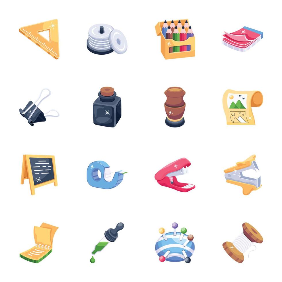 Bundle of Art Tools 2D Icons vector