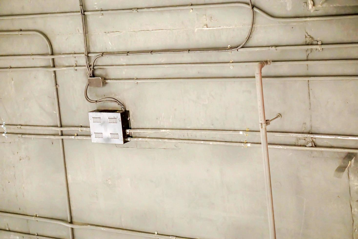 Design and Structure of pipe electric wire in buildings ceiling. photo