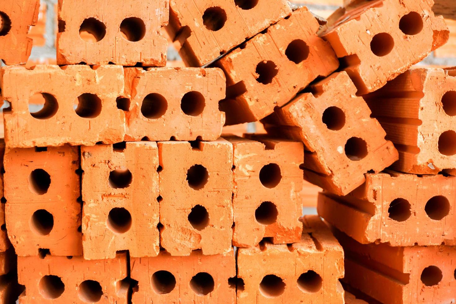 Closeup stacked bricks available wallpaper and background. photo