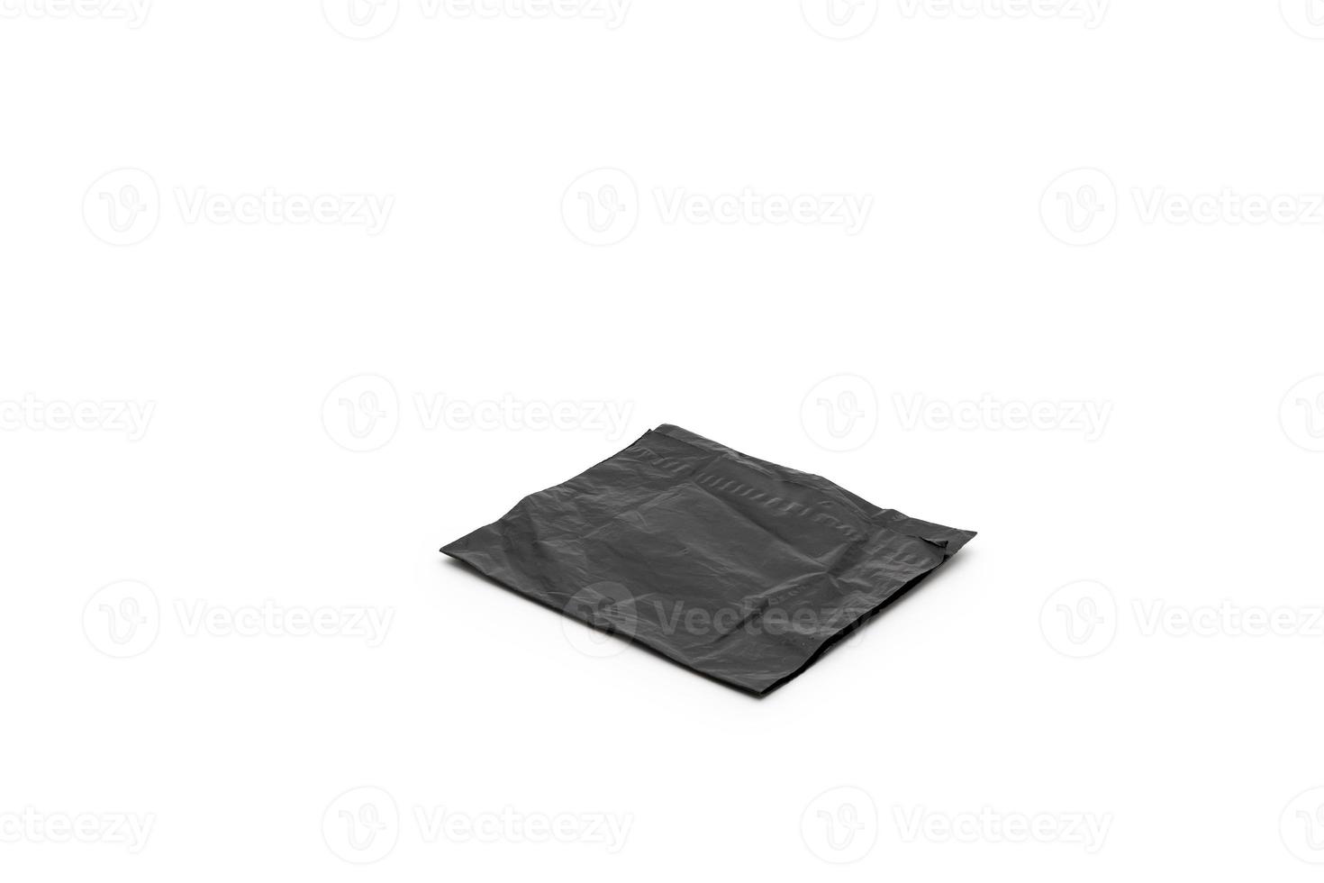 Isolated Black Postal Package from shopping online, is delivered to the buyer. It's shot in the studio light in front of white background photo