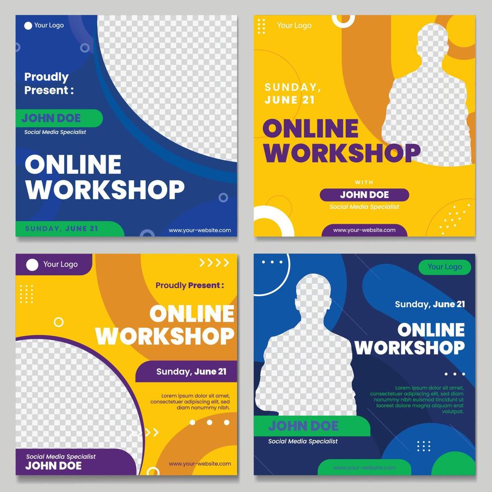 Online Workshop Social Media Posts vector