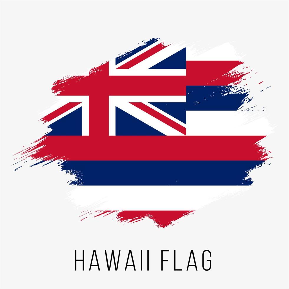 plantilla de diseño de bandera de vector de grunge de hawaii de estado de estados unidos