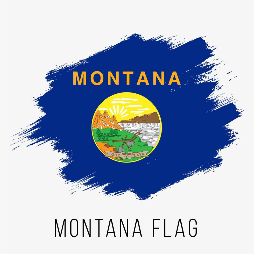 plantilla de diseño de bandera de vector de grunge de montana del estado de estados unidos