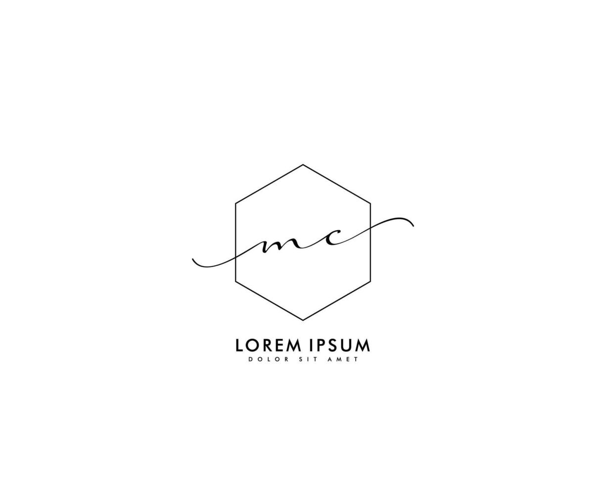 monograma de belleza del logotipo femenino mc inicial y diseño de logotipo elegante, logotipo de escritura a mano de la firma inicial, boda, moda, floral y botánica con plantilla creativa vector