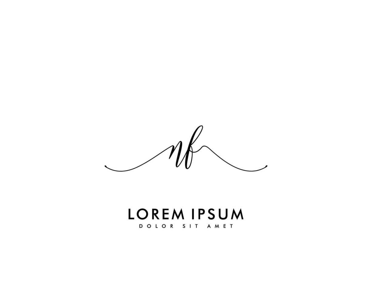 Initial letter NF Feminine logo beauty monogram and elegant logo design, handwriting logo of initial signature, wedding, fashion, floral and botanical with creative template vector